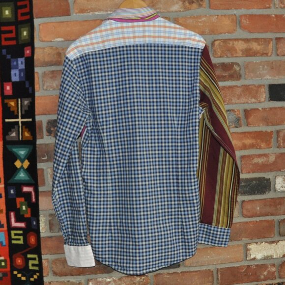 Alessandro Gherardeschi Multi Colour Stiped Plaid Snap Button Shirt XL - Picture 2 of 5